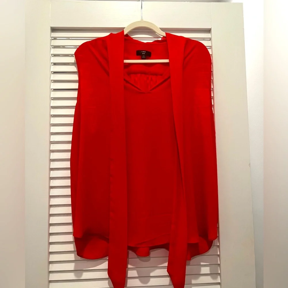 J. Crew Red Tie Sleeveless Blouse 2X - Picture 1 of 7